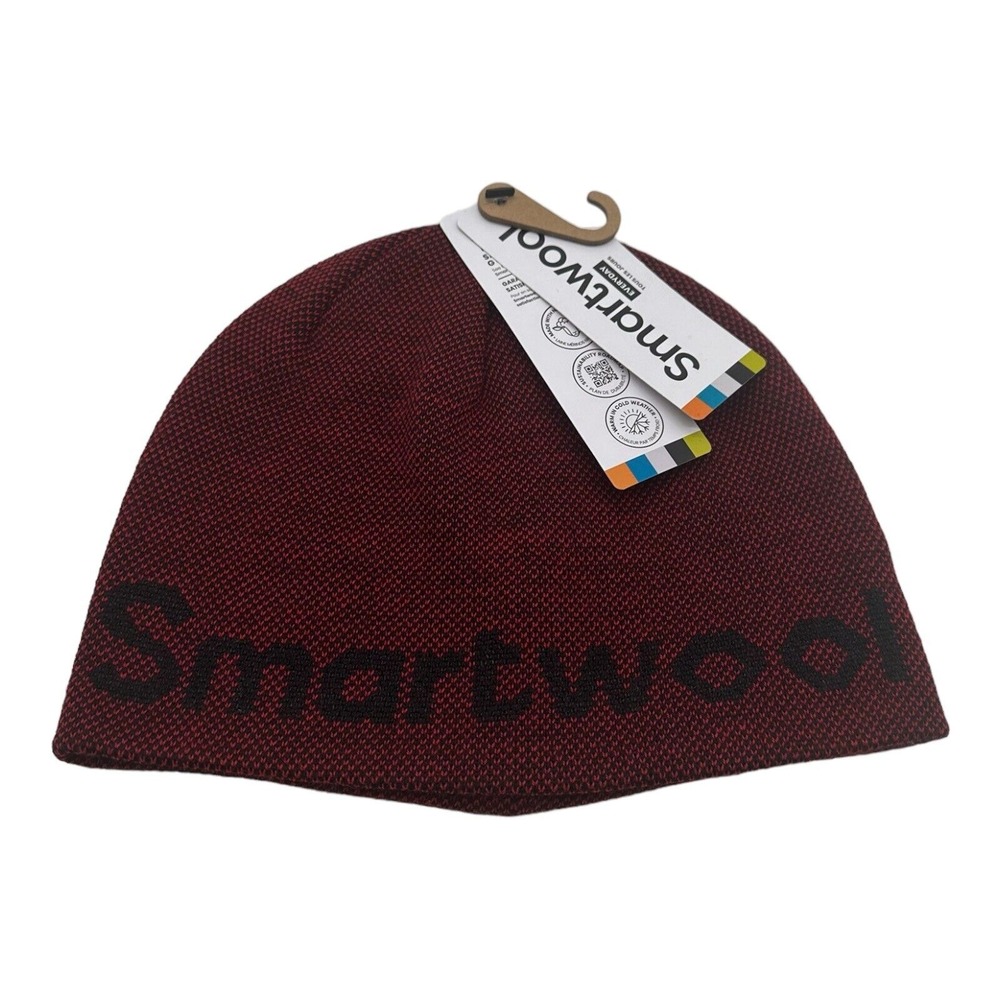 NWT Men's‎ Smartwool Rhythmic Red Lid Logo Beanie Winter Hat Cap OSFA Wool Blend